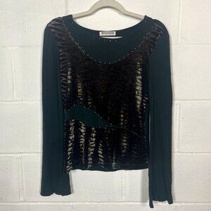 VTG Esteem Top Faux Fur Brown Black Y2K Whimsigoth Dark Fairy Edgy Rocker Small